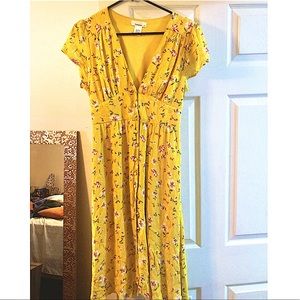 Yellow floral vintage long dress